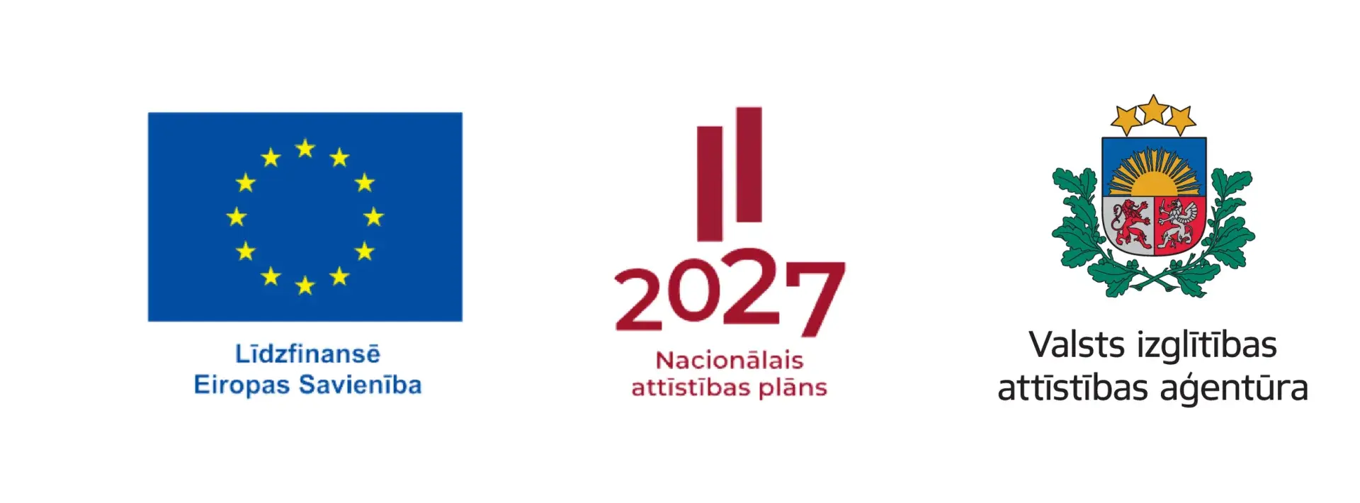 Eiropas Savienības, Nacionālā attīstības plāna 2027 un Valsts izglītības attīstības aģentūras logo